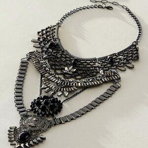 Free People Only Dreaming Statement Collar Necklace NWT Light Grey